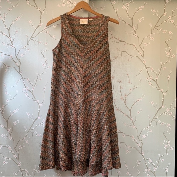 NEW Anthropologie Westwater Knit Dress XSP Chevron - Picture 6 of 14